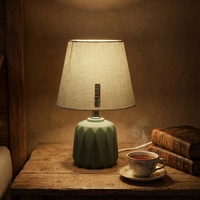 Lampe de table en céramique de style simple avec abat-jour en tissu pour la décoration de la maison, bureau, salon, chambre à coucher, lecture