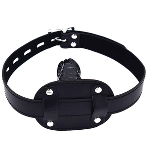 Регулируемая бандажная кожаная секс-игрушка с фиксируемым фаллоимитатором и кляпом для пениса БДСМ - Product Image 3