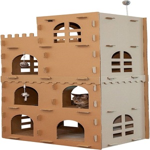 Farmhouse Corrugated Brown <strong>Cat</strong> Tree With Multi-Layer Cardboard <strong>Cat</strong> House Indoor <strong>Cat</strong> <strong>Scratcher</strong> &amp; Toy With <strong>Catnip</strong> Equal Size - Product Image 1