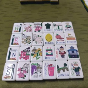 Tuiles de Mahjong Américain Portables à Grain de Bois Imprimé sur l'Intérieur, Édition Maître Thème Golf, Quatre Couches - Product Image 2