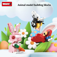 Juego de Construcción DIY, Modelo 3D de Animales (Abejas, Vacas) en Ladrillos de Plástico, Unisex, para Niños, Regalo de Navidad