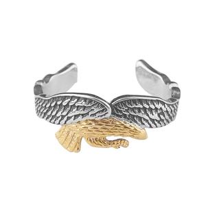 แหวนหมั้นผู้ชายสไตล์พังก์ ชุบไทเทเนียม สแตนเลสสตีล ดีไซน์เรขาคณิต รูปทรงนกอินทรีสไตล์วินเทจ - Product Image 3