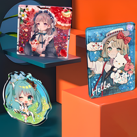 Porte-clés liquide personnalisé en acrylique holographique avec paillettes et figurine de dessin animé, effet sable mouvant, personnalisable