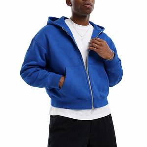 Sweat à capuche zippé personnalisé avec logo pour homme, en molleton épais 400gsm 500gsm 600gsm, coupe oversize courte et carrée, haute qualité - Product Image 1