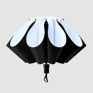 Parapluie inversé promotionnel, cadeau économique, pliable en 3 sections, portable, protection contre la pluie, impression de logo d'entreprise - Product Image 3