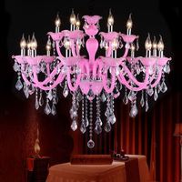 Lampe suspendue en cristal rose pour chambre de filles et d'enfants, lustre suspendu de taille moyenne pour salon, restaurant, chambre à coucher, décoration