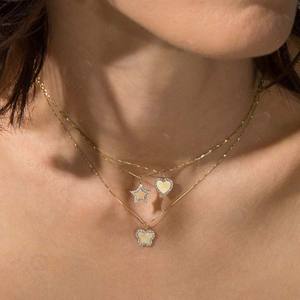 Joyería Fina <span class=keywords><strong>collares</strong></span> de plata de ley 925 collar de disco de estrella Pave de dos tonos - Product Image 4