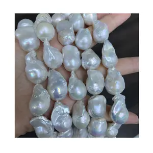 13-16mm largest huge big size genuine irregular baroque nucleated natural pearl beads wholesale