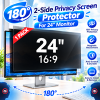 Filtre d'écran de confidentialité haut de gamme 2 voies, anti-espionnage, anti-lumière bleue, anti-reflets, protecteur d'écran amovible pour moniteur 24 pouces 16:9