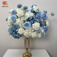 Boule de fleurs de mariage en forme de rose bleue et blanche de 60 cm, nouvelle conception lisse, centre de table pour événements, décoration