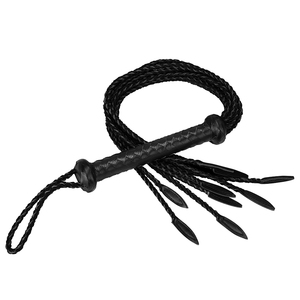 Sm Flirting Rekwisieten Handgemaakte Echte Leren Negenstaartige Grote Zweep Koeienhuid Meerdere Gevlochten Zweep Bondage Floggers Voor Paar - Product Image 2