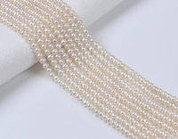 Bijoux Redleaf en perles d'eau douce naturelles de qualité 5A, forme ronde blanche de 3.5 à 4mm, brin de perles semi-rondes de 36cm