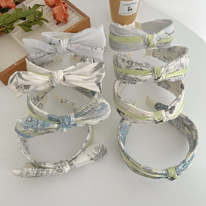 2024 nuova fascia per <span class=keywords><strong>capelli</strong></span> con fiocco stampato primavera/estate fascia per <span class=keywords><strong>capelli</strong></span> annodata - Product Image 1