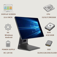 Terminal de point de vente portable avec écran tactile capacitif de 15,6 pouces pour Windows/Android, système de point de vente pour restaurant, fournisseur de systèmes de point de vente