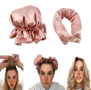 <span class=keywords><strong>TIKTOK</strong></span> BUN BONS Outils de coiffure DIY de nuit Rouleaux à friser doux et sans chaleur Nouveau bigoudi sans chaleur en satin avec bonnets - Product Image 2