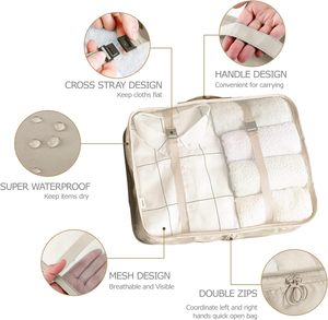 Customized 9-Piece Eco-Friendly Makeup <b>Travel</b> <b>Luggage</b> Organizer <b>Set</b> Waterproof PVC Mesh Cosmetic Compression Cubes Polyester - Product Image 2