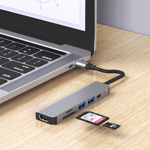 Vente en gros Adaptateur concentrateur USB Type C 6 en 1 avec lecteur de <span class=keywords><strong>carte</strong></span> multiport Lecteur <span class=keywords><strong>SD</strong></span> USB3.0 TF PD tout en un pour accessoires informatiques - Product Image 2