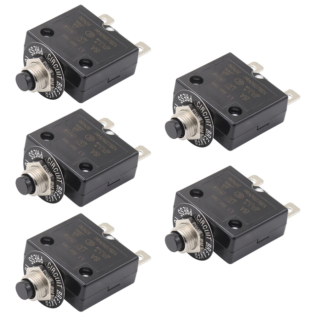 DC 8A Thermal Circuit Breakers Push Button Current Overload Protector with BCD Curve D CE Certified Plastic Material