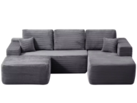 Canapé modulaire en forme de U avec chaise longue et ottoman pour mur d'écran, foyer, salon contemporain