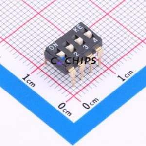 HX 2.54-4P CJGT DIP Switch DIP-8P,6x10.16mm Switch Flat Toggle, Raised Type Single Pole Single Throw 4 PC Pin - Product Image 1