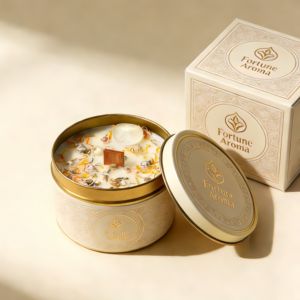 FORTUNE BOLIN Metal Black Tin Jar Scented <strong>Candle</strong> with Dried Flower and Crystal Decoration Flower <strong>Wedding</strong> <strong>Favour</strong> <strong>Candles</strong> - Product Image 1