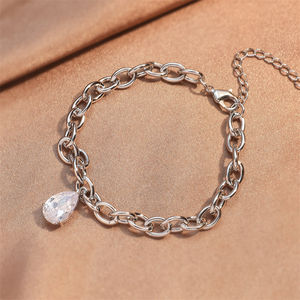 RAKOL BP3030 925 Sterling <b>Silver</b> <b>Bracelet</b> Chain Female <b>Bracelet</b> Circle Pendant Attached <b>Bracelet</b> - Product Image 3