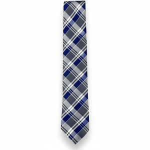 <b>Tie</b> Benon Blue and Grey Plaid <b>Polyester</b> <b>Tie</b> - Product Image 1