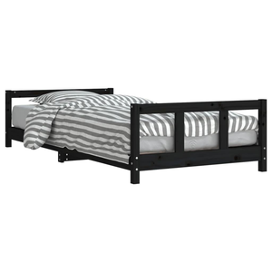 Cama Litera Infantil de Madera de Pino Maciza, Diseño Moderno, Color Negro, Muebles de Dormitorio, Barandilla de Seguridad para Niños y Niñas, Guardería - Product Image 1