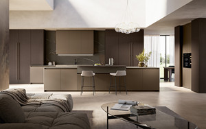 Ensemble d'armoires de cuisine modernes Song Design, portes en MDF, finition brun foncé, design compact, garantie 5 ans pour usage commercial - Product Image 1