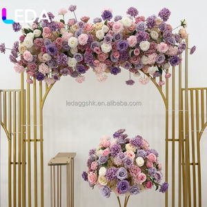 LEDA High Quality Spring Color Flowers Arch <b>Decoration</b> Arrangement Artificial Flower Ball Runner For Wedding Silk Faux Rose - Product Image 2