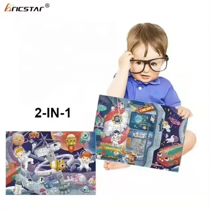 Bricstar 2-in-1 jigsaw puzzle toy children wooden jigsaw puzzles for toddlers