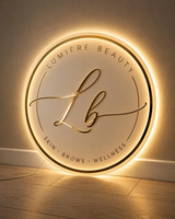 Nouvelle enseigne de magasin en acrylique et acier inoxydable, lettrage transparent rétroéclairé par LED, décoration de la maison, panneau publicitaire