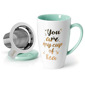 Taza <span class=keywords><strong>de</strong></span> Café Blanca con Calcomanía, Taza <span class=keywords><strong>de</strong></span> Leche <span class=keywords><strong>de</strong></span> Porcelana con Tapa e Infusor, Juego <span class=keywords><strong>de</strong></span> <span class=keywords><strong>Tazas</strong></span> <span class=keywords><strong>de</strong></span> Té <span class=keywords><strong>de</strong></span> Cerámica, Regalo Personalizable, Aislamiento Térmico, No Tóxico - Product Image 2