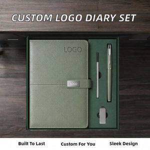 2024 Custom Logo A5 Diary Planner <b>Notebook</b> Promotional Gift Box <b>Set</b> with Pen PU Leather Silk Screen Printed - Product Image 2