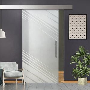Système de porte coulissante en aluminium à fermeture amortie à montage mural avec quincaillerie cachée invisible pour bâtiment commercial - Product Image 1