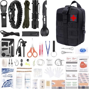 Ensemble d'équipement de survie en plein air 21x10x15cm Outils multifonctionnels compacts Kit d'urgence pour le camping avec fournitures de premiers soins - Product Image 1