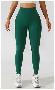 2022 cintura alta Spandex Nylon longitud completa transpirable secado rápido cintura elástica melocotón entrenamiento Leggings para gimnasio Yoga correr - Product Image 3