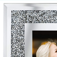 Cadre photo miroir de mariage en diamant écrasé, cadre photo en verre argenté cristal pour photographie, taille 8x10 pouces