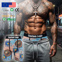 Sous-vêtements pour hommes avec logo personnalisé OEM, impression moderne d'astronaute, art glitch, modal, spandex, respirant, boxer anti-odeur