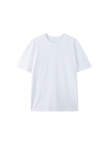 T-shirt col rond 100 % coton pour homme et femme, coupe ample, manches courtes, couleur unie, logo imprimé, tricoté, anti-boulochage, 220 g - Product Image 5