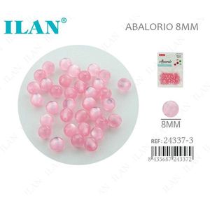 Perline Ilan Abalorio 8mm in Occhio di Gatto Rosa per Creazione di Gioielli - Product Image 1