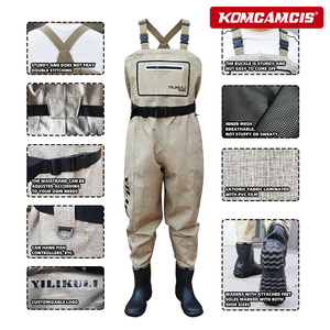 <span class=keywords><strong>Cuissardes</strong></span> de pêche imperméables en nylon/PVC avec support de bottes intégré pour hommes et femmes, marron, pour la pêche en extérieur (vente en gros) - Product Image 3