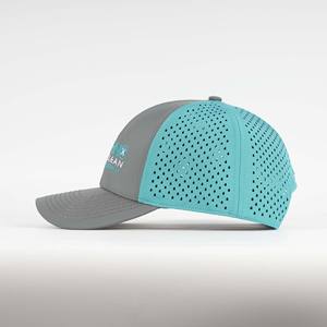 Fábrica al por mayor de encargo plana bordado Logo contraste impermeable 6 paneles corte láser gorra de béisbol sombrero - Product Image 3