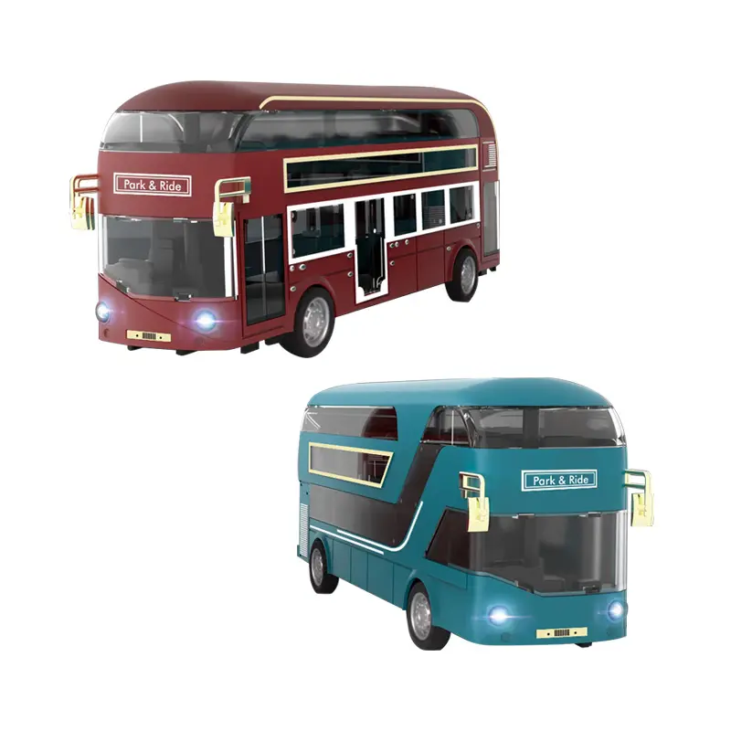 EPT Miniature Scale Die Cast Model Car Pull Back Toys Bus Sound Light Metal DieキャストBus Model