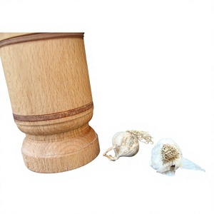 Ensemble mortier et pilon en bois naturel |   Bol à épices en bois |   Broyeur et écraseur d'herbes |   Outil de broyage pour la cuisine - Product Image 6
