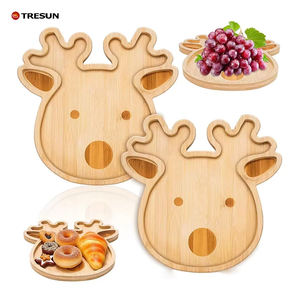 Blocs à découper en forme de cerf pour Noël, en bambou, bois naturel, durable, antidérapant, passe au lave-vaisselle, pour les fêtes - Product Image 1