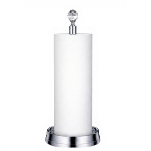 Modern Crystal Head Design Paper Towel Holder With Iron Dispenser And Circular Base For Kitchen Dining Use And Camping Use - Product Image 1