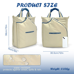 Сумка для пиклбола RTS Puffy для женщин, нейлоновая, с мягкой подкладкой, с плечевым ремнем, стеганая, в стиле пуховика, рюкзак для пиклбола - Product Image 6