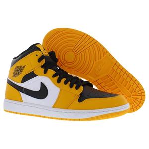 Zapatillas Nike Air Jordan 1 Mid de cuero para hombre, color negro taxi y blanco, estilo baloncesto - Product Image 4