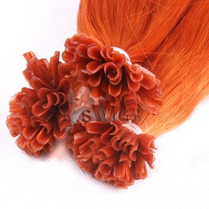 Extensions à pointe en U K.SWIGS couleur orange vif, 100% cheveux humains Remy, adhérence invisible à la kératine, durables et légères, pour usage personnel - Product Image 1